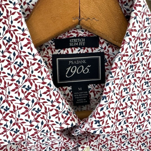 JOS. A. BANK Stretch Slim Fit Men's Button Down Shirt Sz M Long Sleeve Floral - Picture 5 of 8